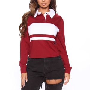 Prep in my step polo top-Burgundy